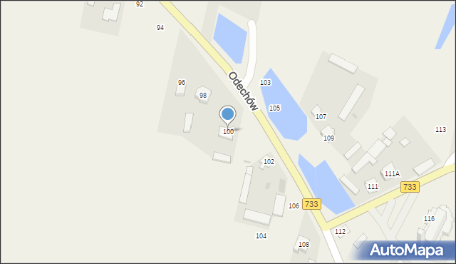 Odechów, Odechów, 100, mapa Odechów
