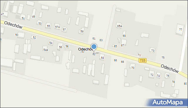 Odechów, Odechów, 62, mapa Odechów