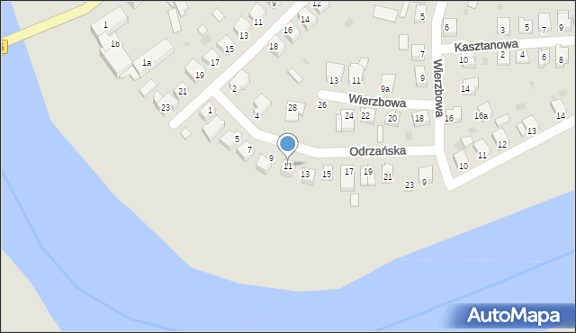 Oława, Odrzańska, 11, mapa Oława