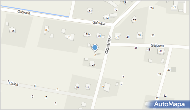 Paniowice, Odrzańska, 2, mapa Paniowice