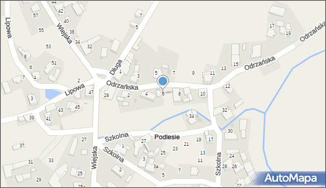 Podlesie, Odrzańska, 6, mapa Podlesie