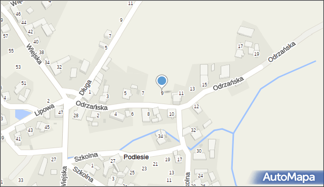 Podlesie, Odrzańska, 9, mapa Podlesie