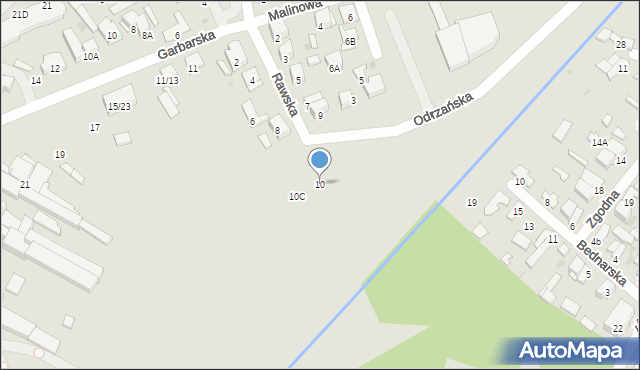 Radom, Odrzańska, 10, mapa Radomia