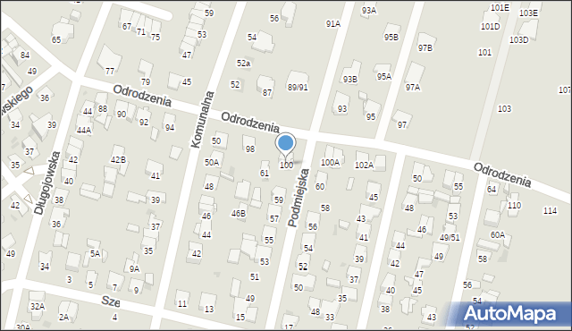 Radom, Odrodzenia, 100, mapa Radomia