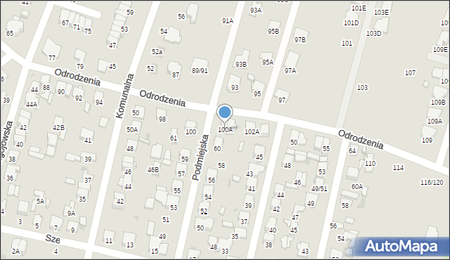 Radom, Odrodzenia, 100A, mapa Radomia