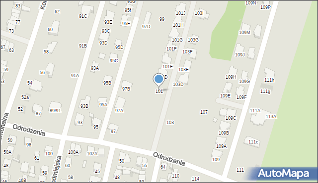 Radom, Odrodzenia, 101, mapa Radomia