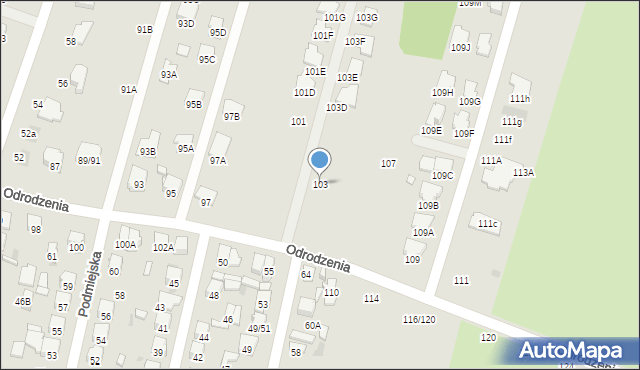 Radom, Odrodzenia, 103, mapa Radomia