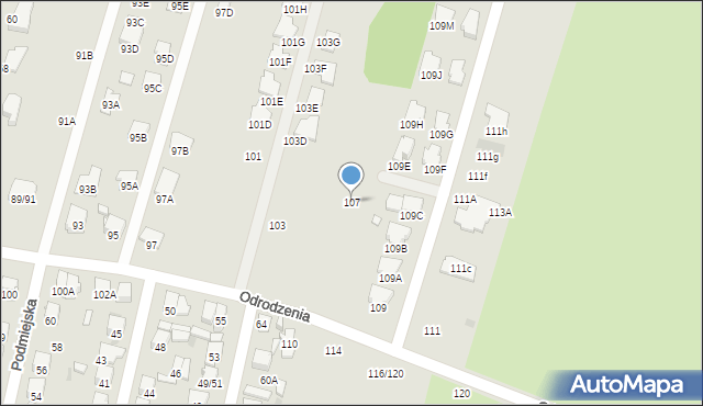 Radom, Odrodzenia, 107, mapa Radomia