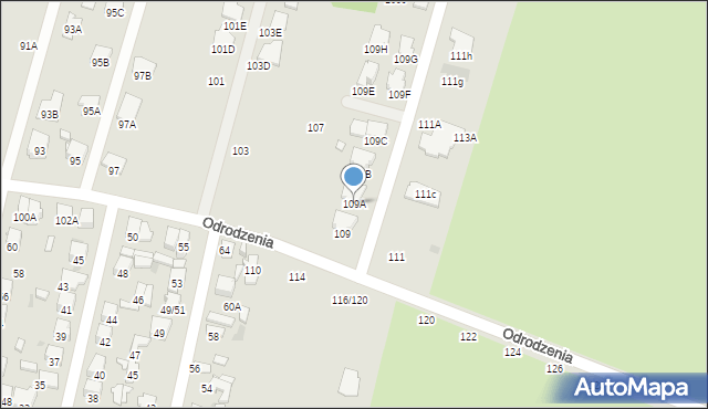 Radom, Odrodzenia, 109A, mapa Radomia