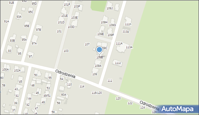 Radom, Odrodzenia, 109B, mapa Radomia