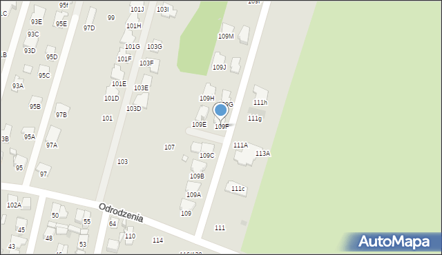 Radom, Odrodzenia, 109F, mapa Radomia