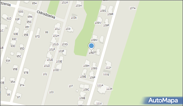 Radom, Odrodzenia, 109J, mapa Radomia