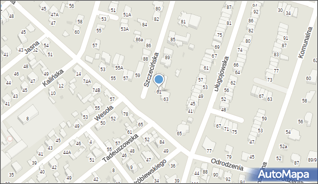 Radom, Odrodzenia, 61, mapa Radomia