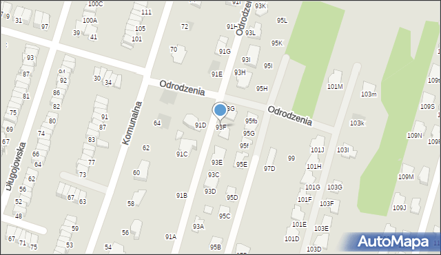 Radom, Odrodzenia, 93F, mapa Radomia