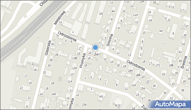 Radom, Odrodzenia, 10A, mapa Radomia