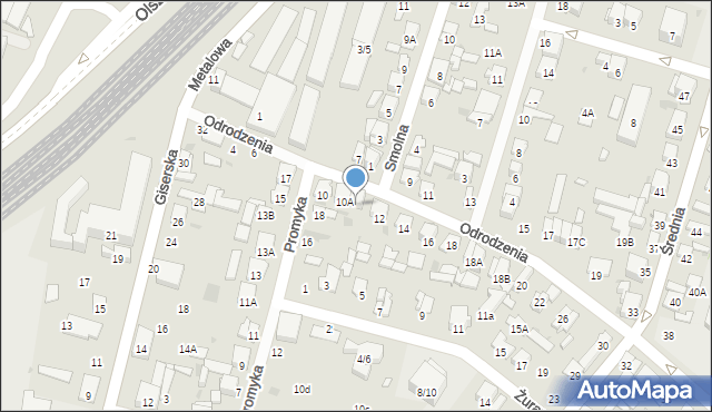 Radom, Odrodzenia, 10B, mapa Radomia