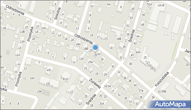 Radom, Odrodzenia, 22, mapa Radomia