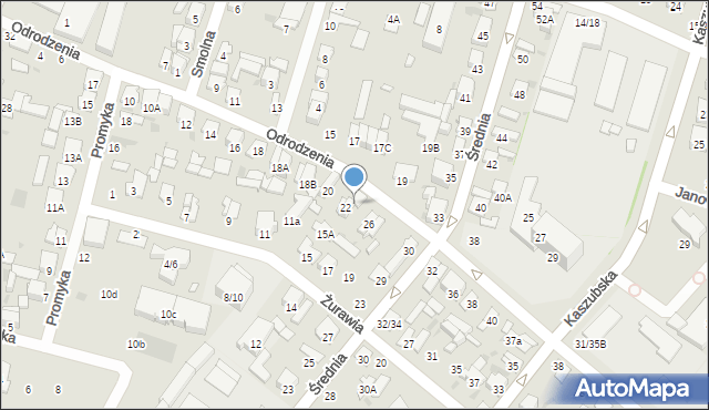 Radom, Odrodzenia, 24a, mapa Radomia