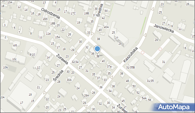 Radom, Odrodzenia, 38, mapa Radomia