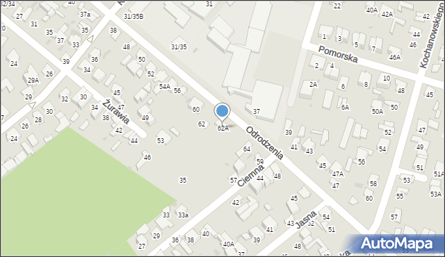 Radom, Odrodzenia, 62A, mapa Radomia