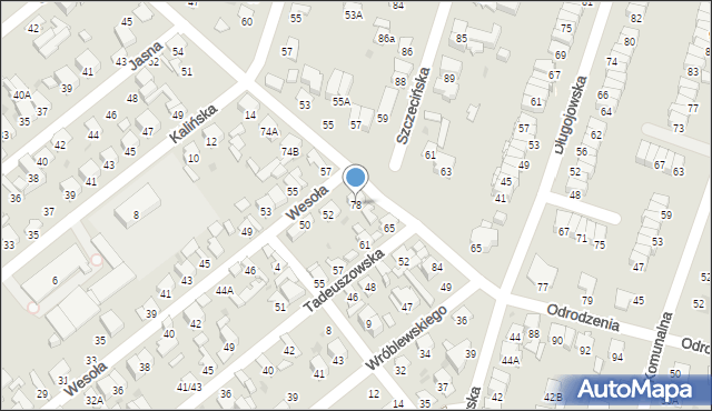 Radom, Odrodzenia, 78, mapa Radomia