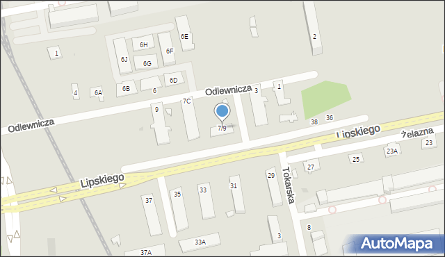 Radom, Odlewnicza, 7/9, mapa Radomia
