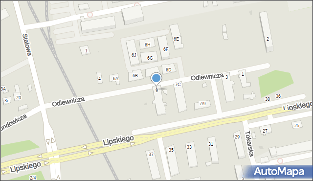 Radom, Odlewnicza, 9, mapa Radomia