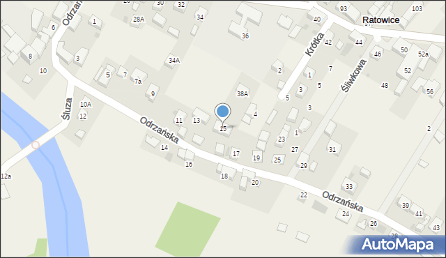 Ratowice, Odrzańska, 15, mapa Ratowice