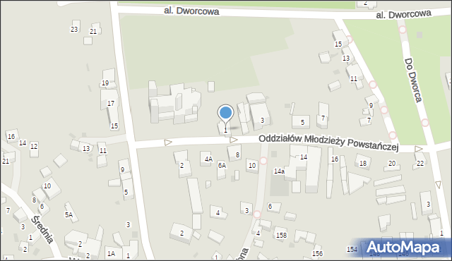 Ruda Śląska, Oddziałów Młodzieży Powstańczej, 1, mapa Rudy Śląskiej