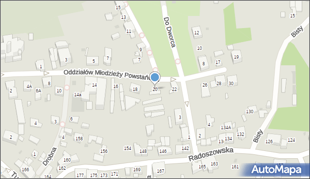 Ruda Śląska, Oddziałów Młodzieży Powstańczej, 20, mapa Rudy Śląskiej