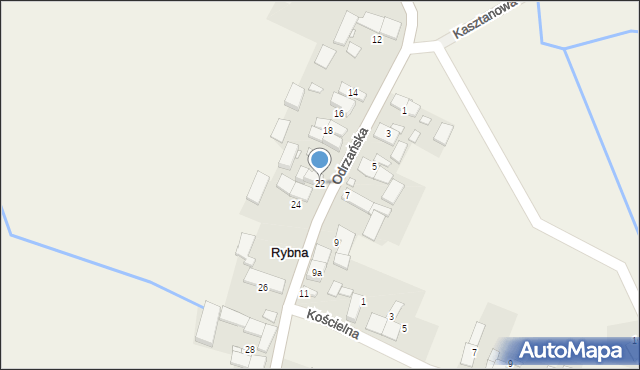 Rybna, Odrzańska, 22, mapa Rybna