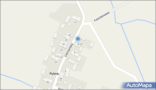 Rybna, Odrzańska, 3, mapa Rybna