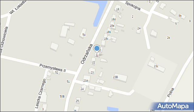 Sulechów, Odrzańska, 21, mapa Sulechów