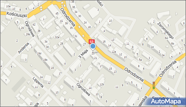 Szczytno, Odrodzenia, 23, mapa Szczytno