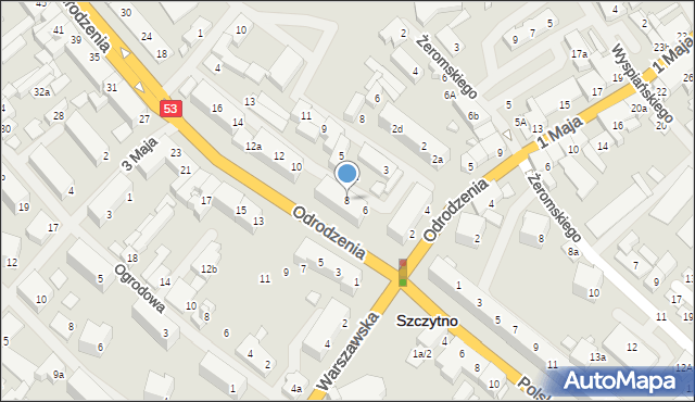 Szczytno, Odrodzenia, 8, mapa Szczytno