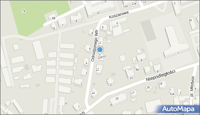 Szprotawa, Odrodzonego Wojska Polskiego, 11A, mapa Szprotawa