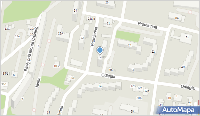 Tarnów, Odległa, 7, mapa Tarnów