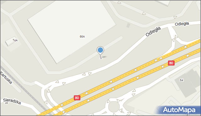 Toruń, Odległa, 1, mapa Torunia