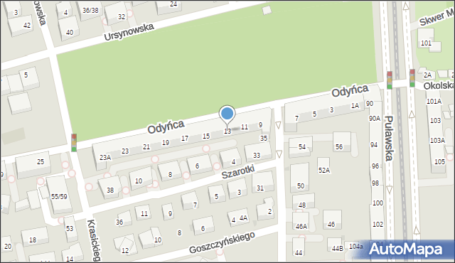 Warszawa, Odyńca Antoniego Edwarda, 13, mapa Warszawy