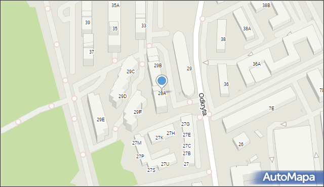 Warszawa, Odkryta, 29A, mapa Warszawy