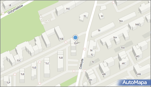Warszawa, Odkryta, 51A, mapa Warszawy