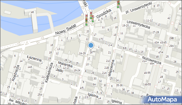 Wrocław, Odrzańska, 14, mapa Wrocławia