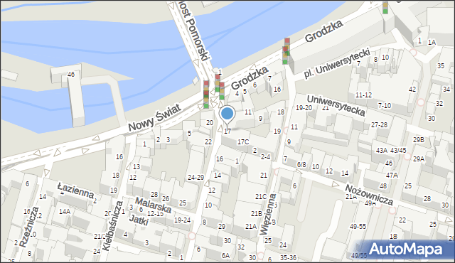 Wrocław, Odrzańska, 17, mapa Wrocławia