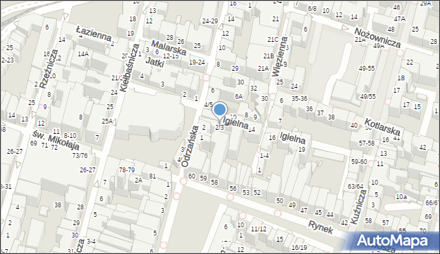 Wrocław, Odrzańska, 2/3, mapa Wrocławia
