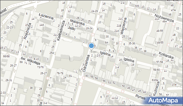 Wrocław, Odrzańska, 3, mapa Wrocławia