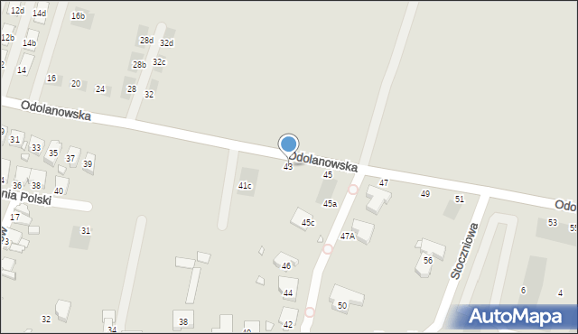 Wrocław, Odolanowska, 43, mapa Wrocławia