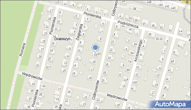 Wrocław, Odkrywców, 13, mapa Wrocławia