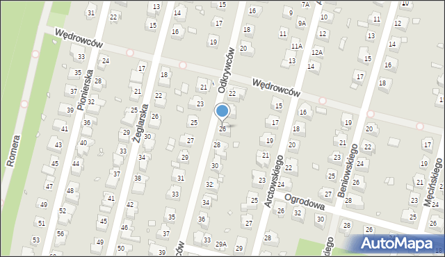 Wrocław, Odkrywców, 26, mapa Wrocławia