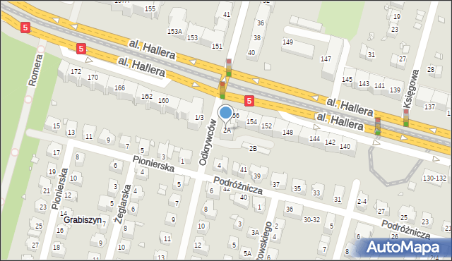 Wrocław, Odkrywców, 2A, mapa Wrocławia