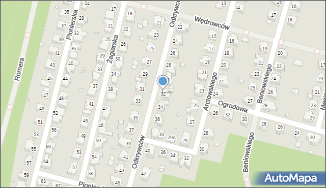 Wrocław, Odkrywców, 32, mapa Wrocławia